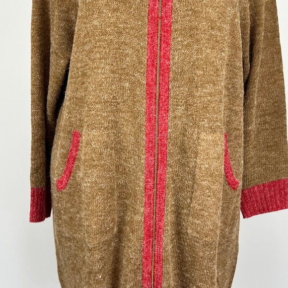 Linea Leisure by Louis Dell Olio Brown Red Double Zip Long Cardigan size 3X - Picture 5 of 16